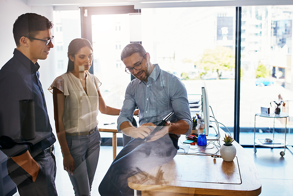 Equipo asesorando a una empresa inmobiliaria